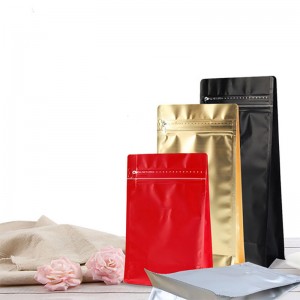 Half a pound, one pound, two pounds of coffee beans, valve , eight sides, food packaging bag with front pocket zipper