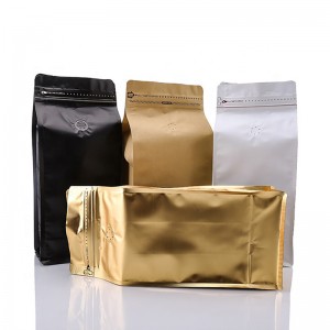 High quality 100g 250g 500g 1kg plain stock flat bottom brown kraft paper coffee bean bags with valve and ziplock
