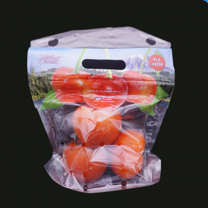 Eco-friend pirnted plastic vegetable sweet tomato ziplock packaging bag with venting holes